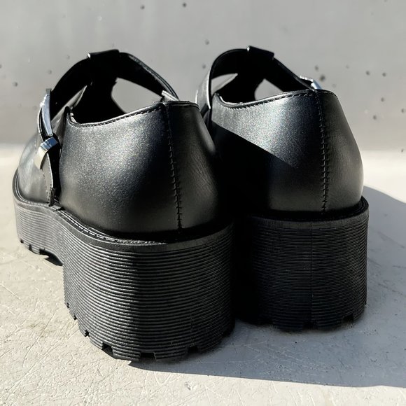 NEW Mary Jane Platform T-Strap Chunky Lug Sole Goth Altercore Loafer Shoes Black - Picture 4 of 14